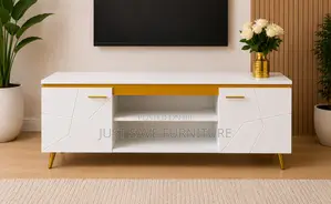 Aurora Luxe 5ft Tv Stand | Modern White Gold Entertainment Unit