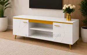 Aurora Luxe 5ft Tv Stand | Modern White Gold Entertainment Unit