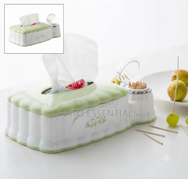 2-in-1 Tissue Box Toothpick Holder - Modern Table Organizer