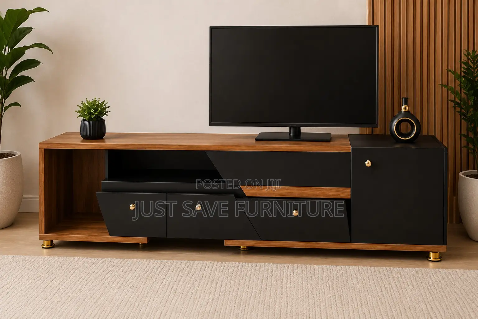 Obsidian Luxe 6ft Tv Stand | Modern Black Walnut Entertainment Unit