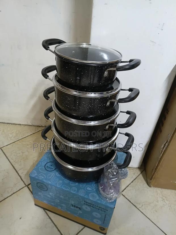 14pcs Non-Stick Granite Cookware Set With Glass Lids