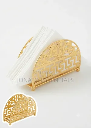 Elegant Gold Metal Napkin Holder - Modern Dining Table Decor