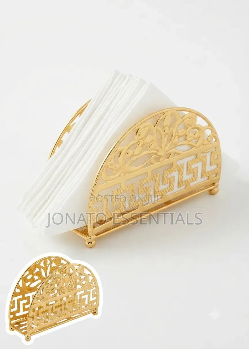 Elegant Gold Metal Napkin Holder - Modern Dining Table Decor