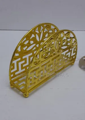 Elegant Gold Metal Napkin Holder - Modern Dining Table Decor