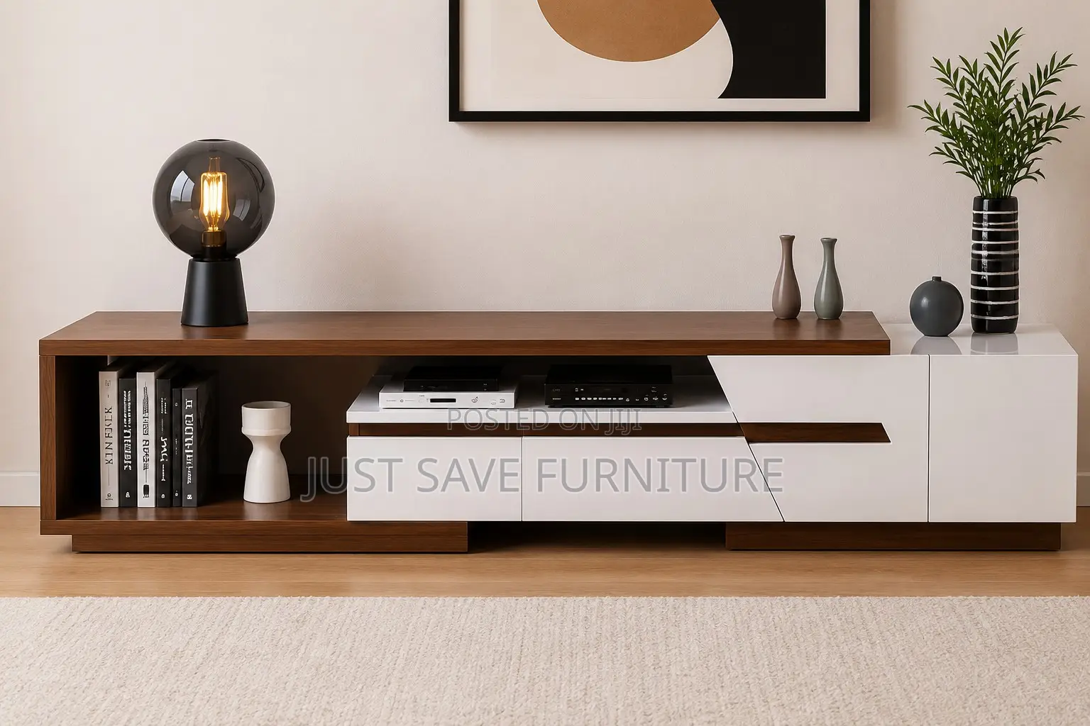 Modern Walnut White Tv Stand – 6ft