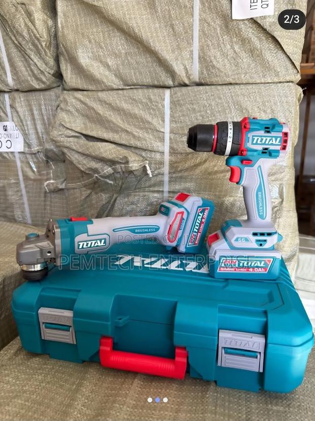 Total 20vcombo Kit With Cordless Impact Drill and Angle Grinder. - thumbnail 2