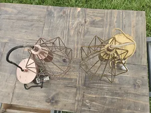 Trendy Geometric Cage Pendant Lights, Rose Gold Gold Pair (Karen)
