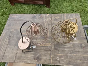 Trendy Geometric Cage Pendant Lights, Rose Gold Gold Pair (Karen)