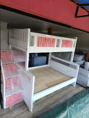 White Pink Bunk Bed 3.5 by 6 Top and 4 by 6 Bottom