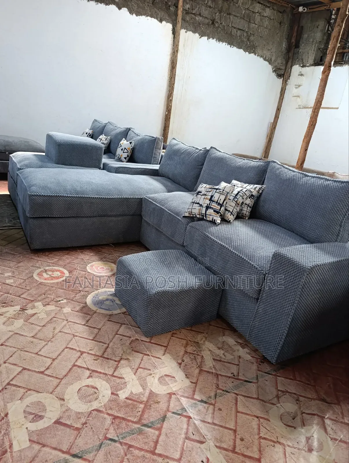 Grey L Shape Sofa + Free Delivery