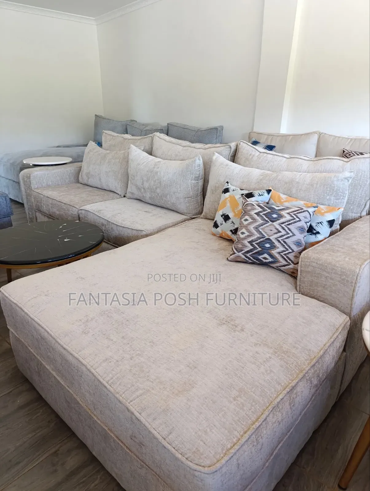 Beige L Shape Sofa 5-Seater Sofa