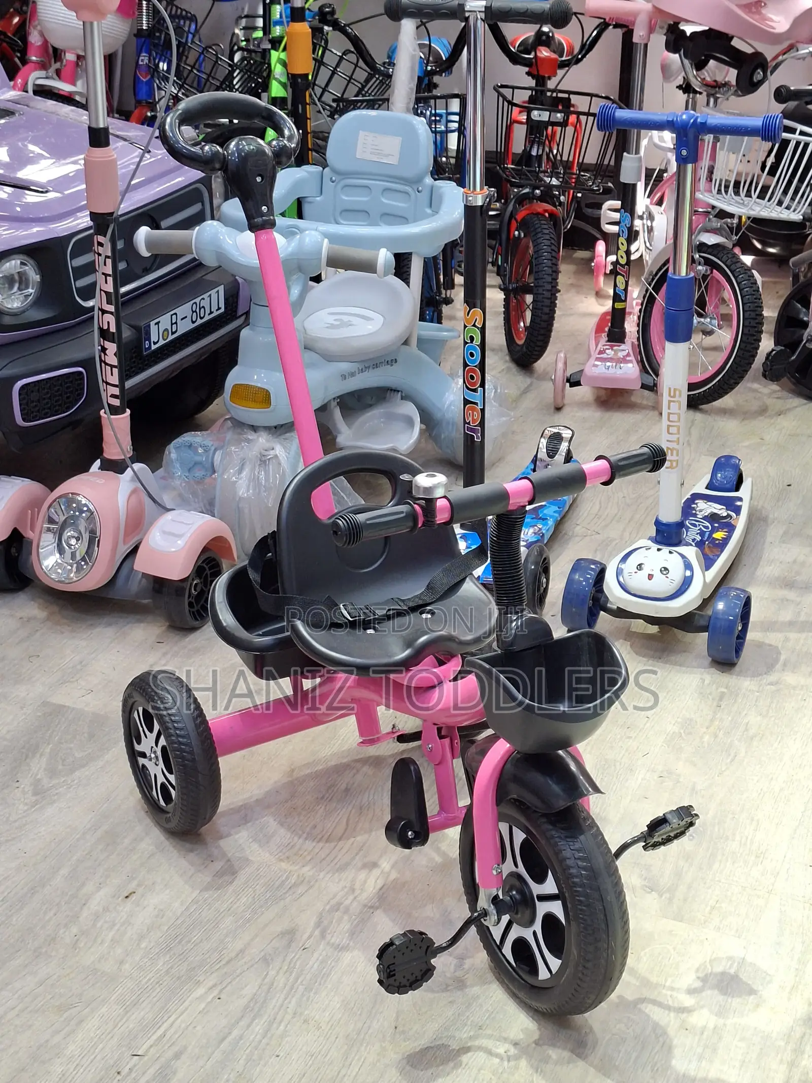 Kids Tricycle With Parent Push Handle 3 Wheel Bike