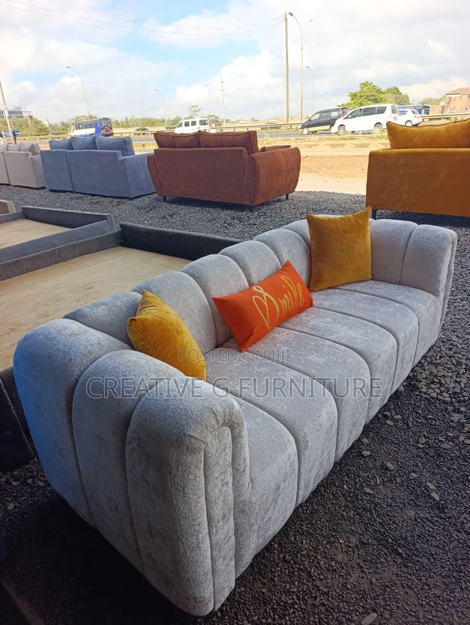 Modern 3-Seater Light Grey Sofa