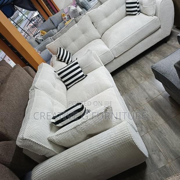 5-Seater Butterfly Sofa Set – White Bubble Fabric - thumbnail 2