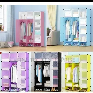 Portable 3- Column Plastic Wardrobes 