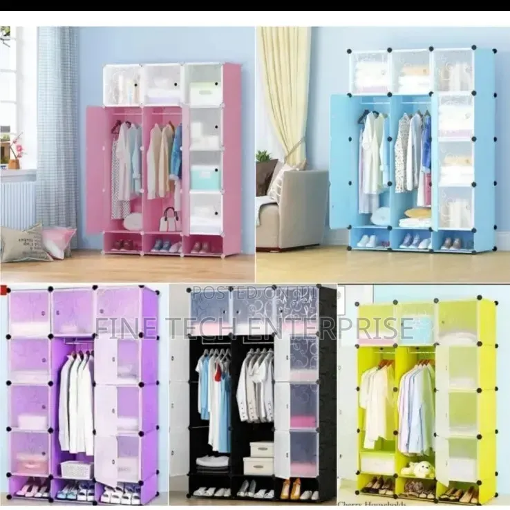 Portable 3- Column Plastic Wardrobes 
