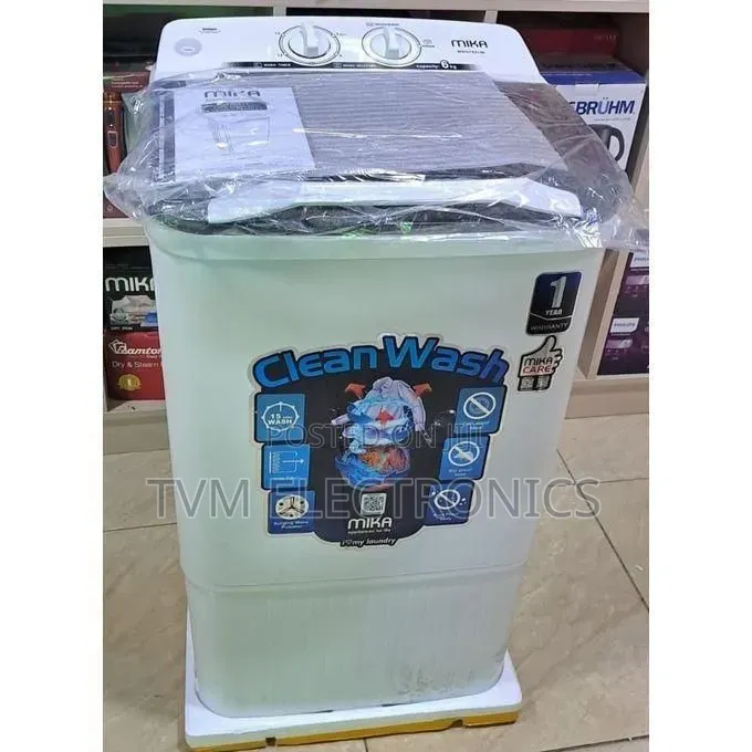 Mika Washing Machine, 10kg, Semi Auto Single Tub, White