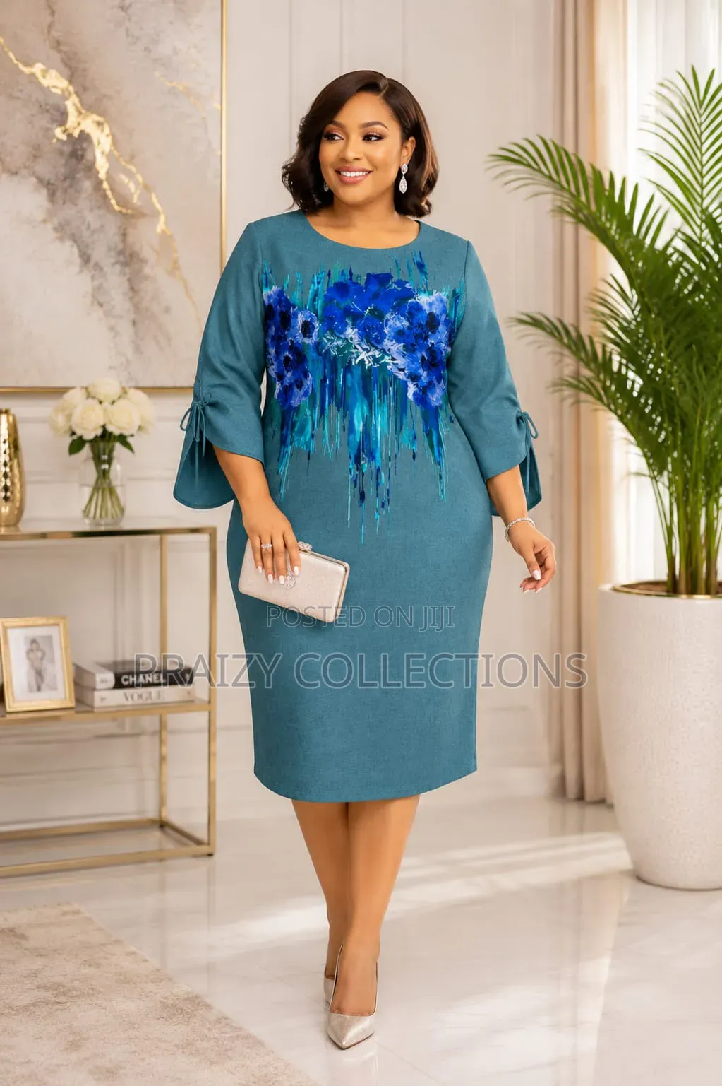 Quality Mama's Straight Dress With Blue Floral