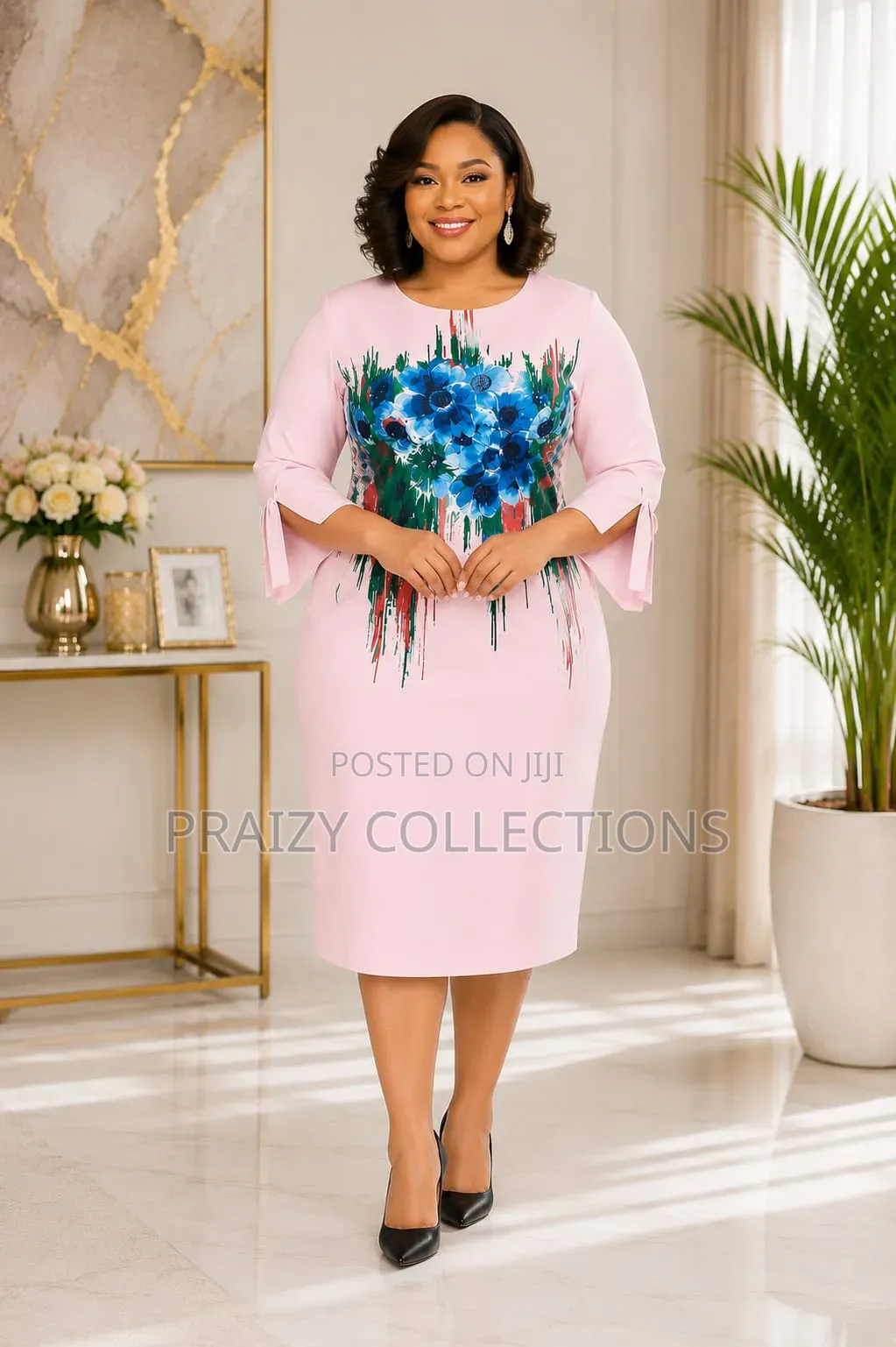 Quality Mama's Straight Dress With Blue Floral