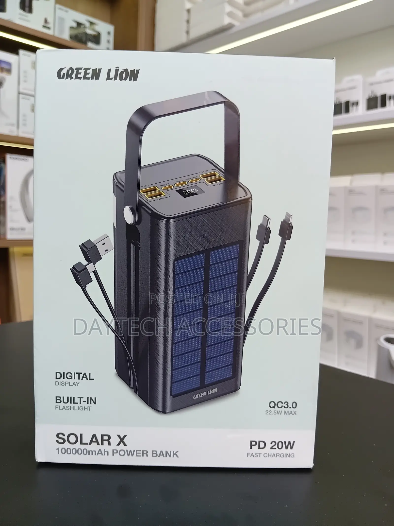 This Is a Green Lion Solar X Power Bank With 100,000mah Capacity.
