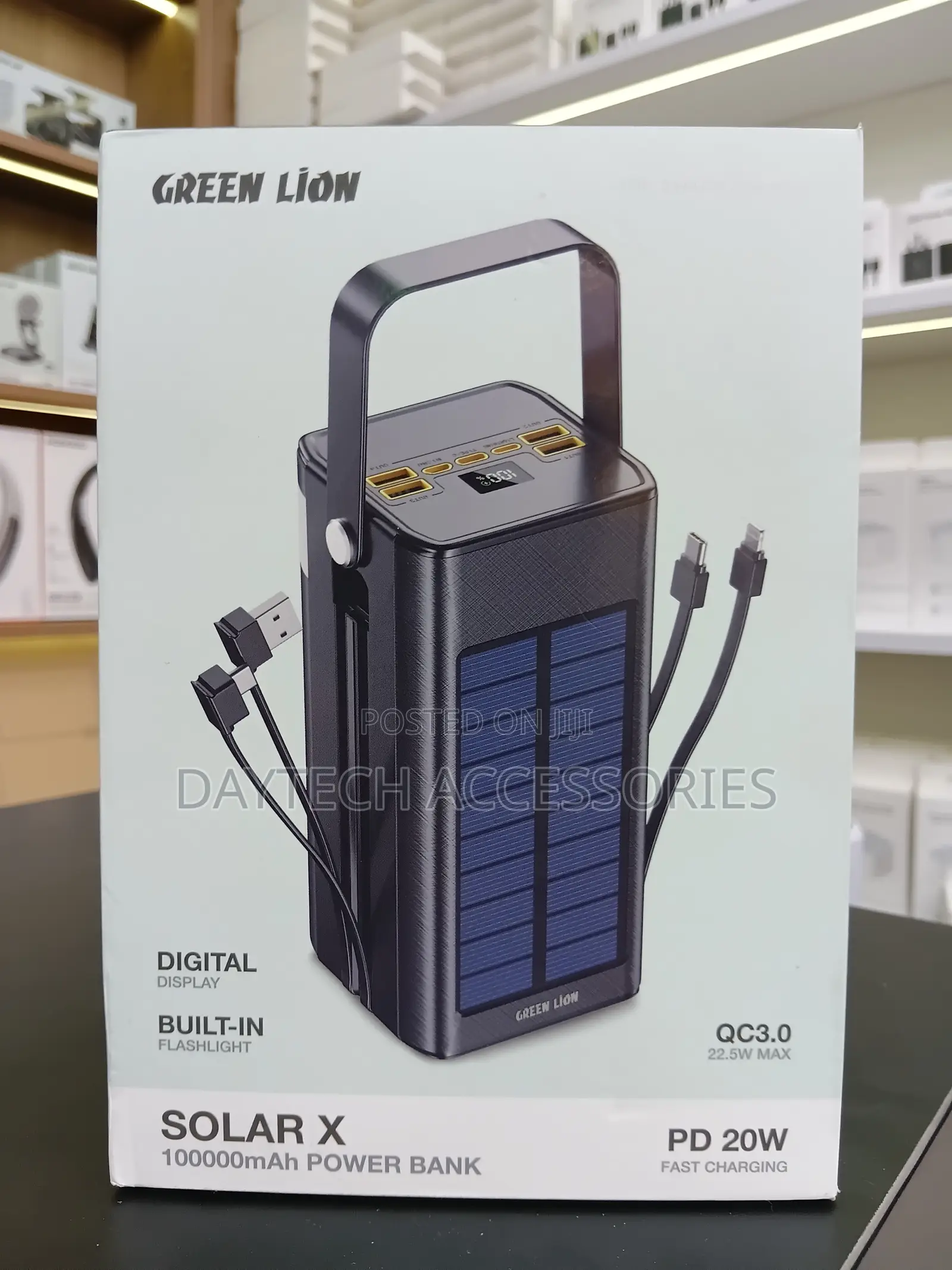 This Is a Green Lion Solar X Power Bank With 100,000mah Capacity.