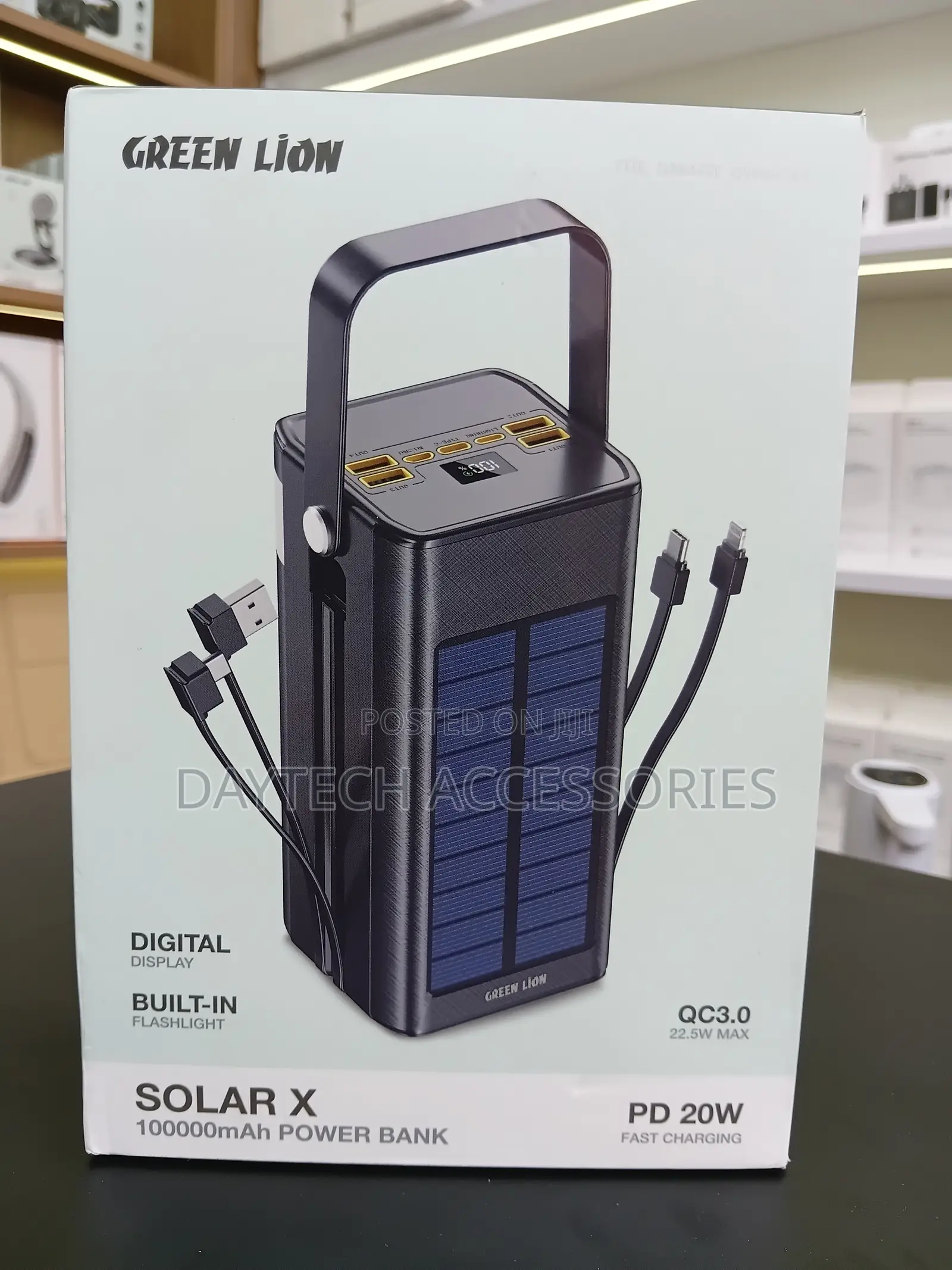 The Green Lion Solar X 100,000mah Power Bank - Black