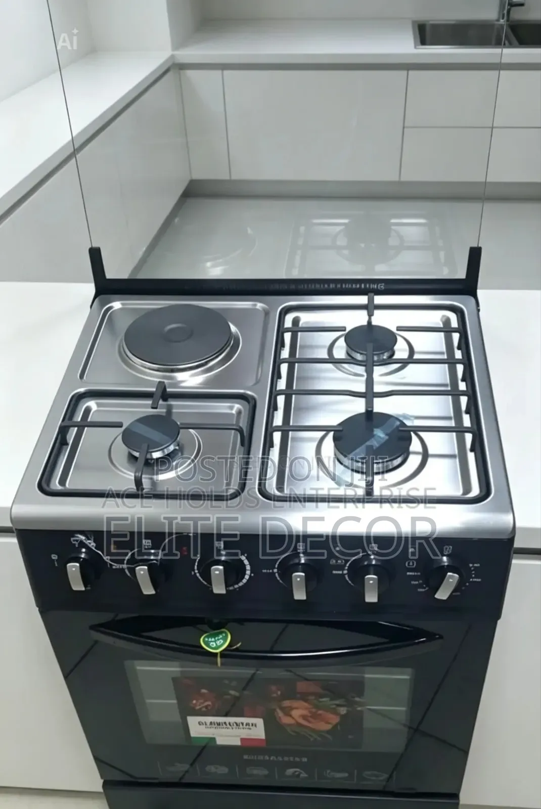 Globalstar Jet 60×60 3 Gas + 1e Standing Cooker – Black, Electric Oven