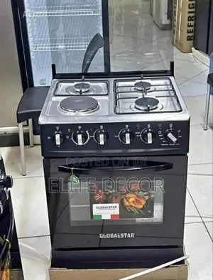Globalstar Jet 60×60 3 Gas + 1e Standing Cooker – Black, Electric Oven