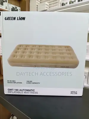 This Is a Green Lion Automatic Inflatable Mattress Beige Air Bed.