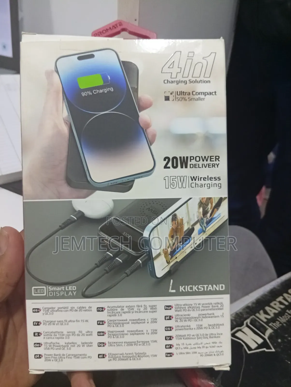 Promate 20000mAh Ultra Slim Wireless Charging Power Bank 15W Wireless