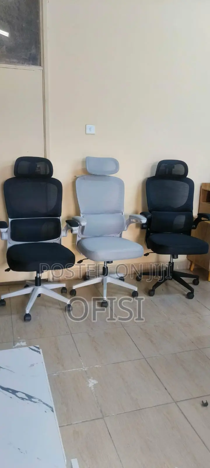 Office Chair; White Orthopedic Seat With Adjustable Knob