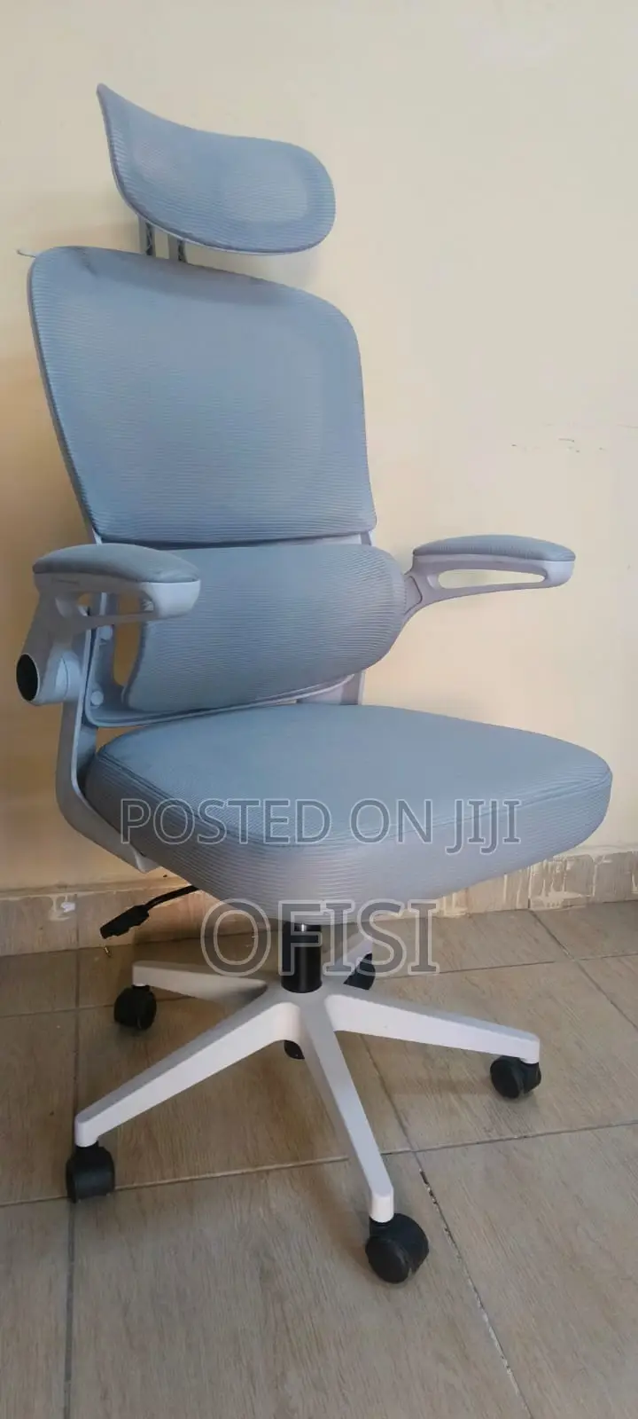 Office Chair; White Orthopedic Seat With Adjustable Knob