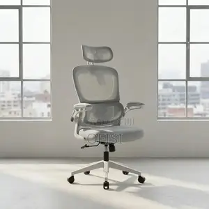 Office Chair; White Orthopedic Seat With Adjustable Knob