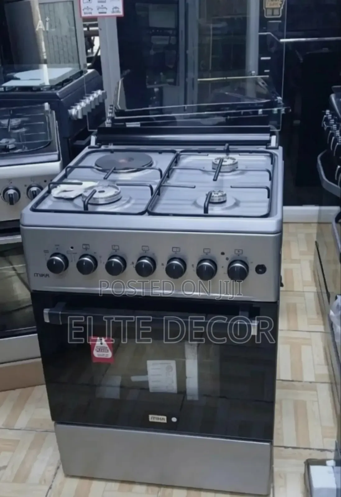 Mika Standing Cooker 58×58cm – 3 Gas + 1 Electric (Mst58u31e3slem