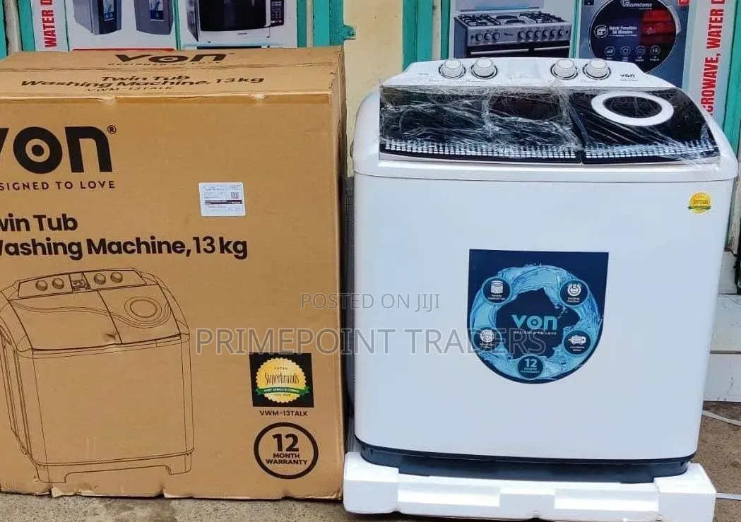 Von Washing Machine Twin Tub Powerful 13kg Capacity for Large Loads