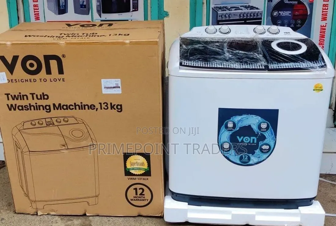 Von Washing Machine Twin Tub Powerful 13kg Capacity for Large Loads