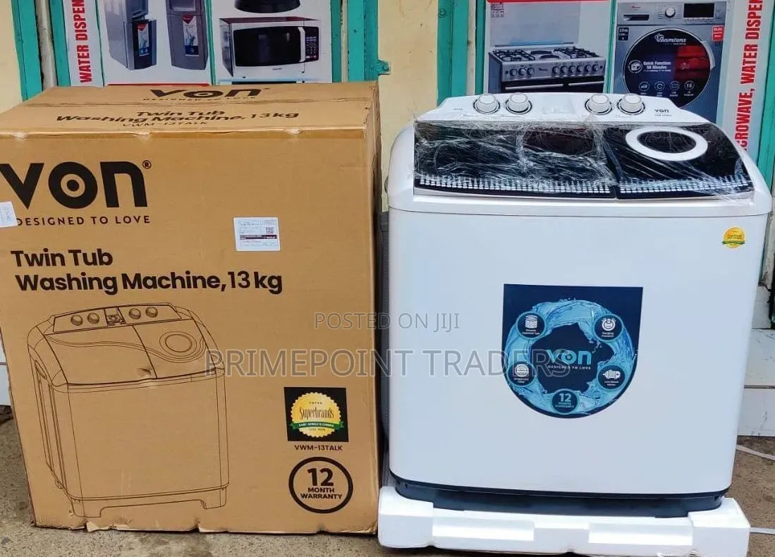 Von Washing Machine 13kg Twin Tub Design for Faster Laundry