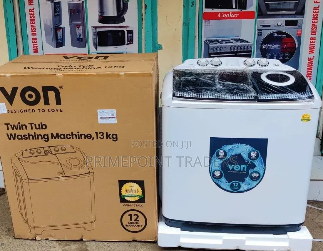 Von Washing Machine 13kg Twin Tub Design for Faster Laundry
