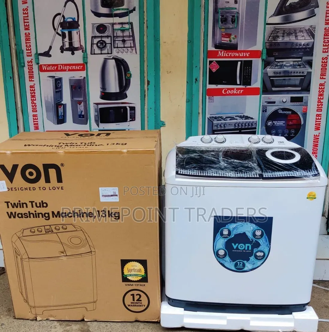 Von Washing Machine Top Load Twin Tub 13kg