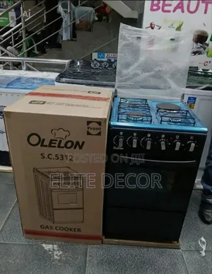 Olelon 50×55cm Standing Cooker (3 Gas + 1 Electric) With Electric Oven