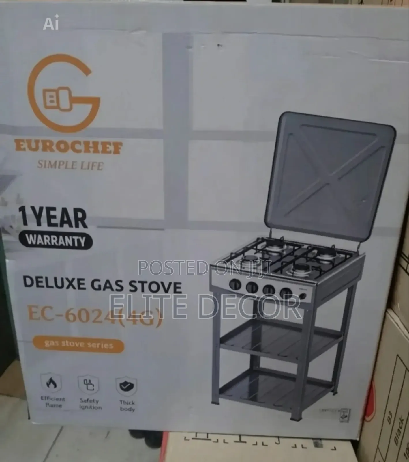 Eurochef Full Gas Standing Cooker With Shelves