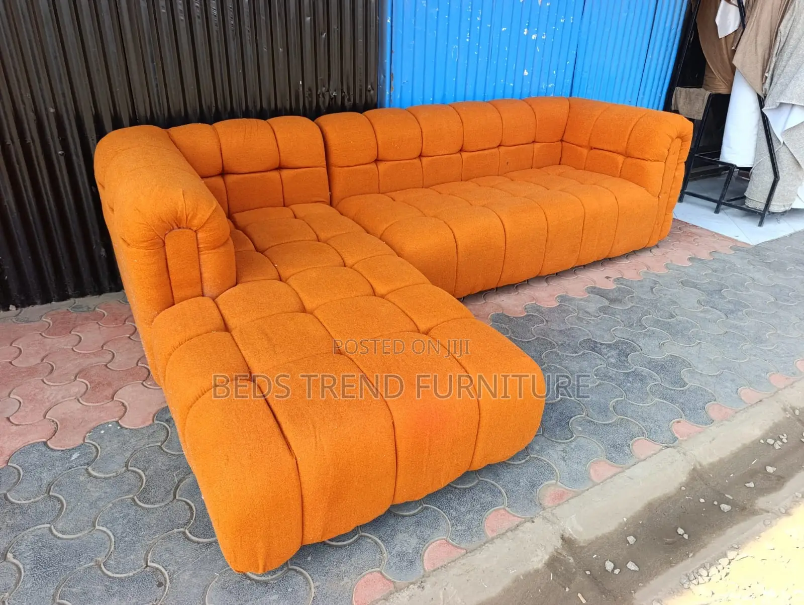 7 Seater L Seat – Orange Bubble Design Upholstery