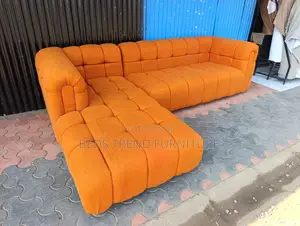 7 Seater L Seat – Orange Bubble Design Upholstery