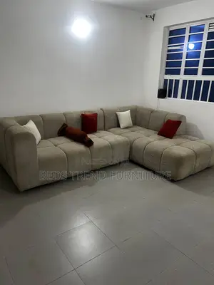 6 Seater L Seat – Bubble Design Beige Upholstery