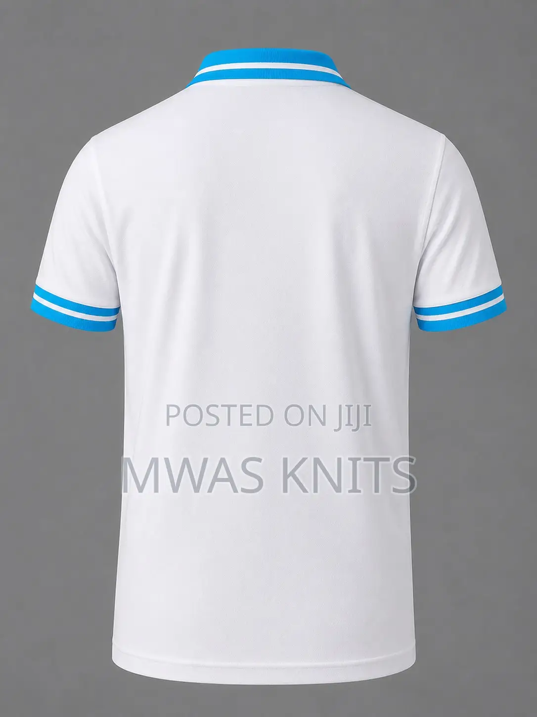 White Collar Cyan Polo T Shirt Fashion Cotton