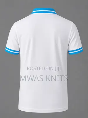 White Collar Cyan Polo T Shirt Fashion Cotton