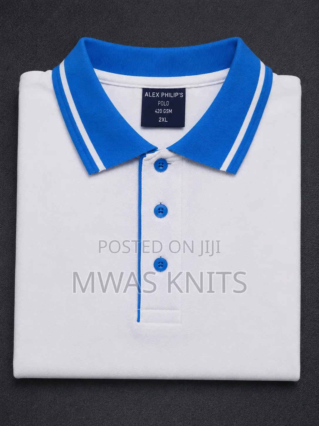 White Collar Cyan Polo T Shirt Fashion Cotton