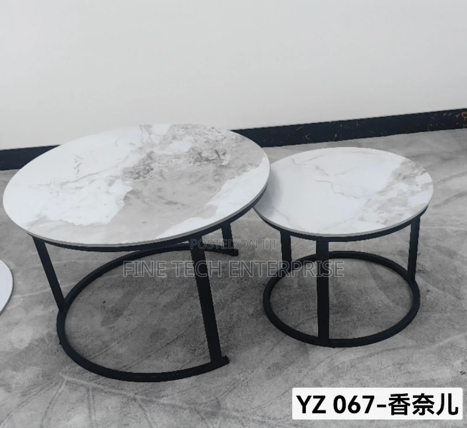 Marble Nesting Coffee Table Black Stand