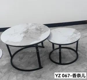 Marble Nesting Coffee Table Black Stand
