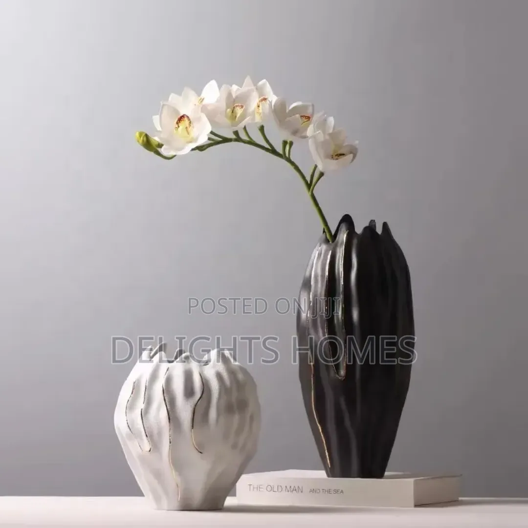 Gold Black Tall Vase Set (2pcs)_ex